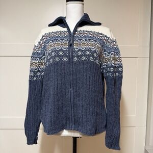 Tiara International Sz XL Sweater Zip Cardigan Womens Vintage Blue